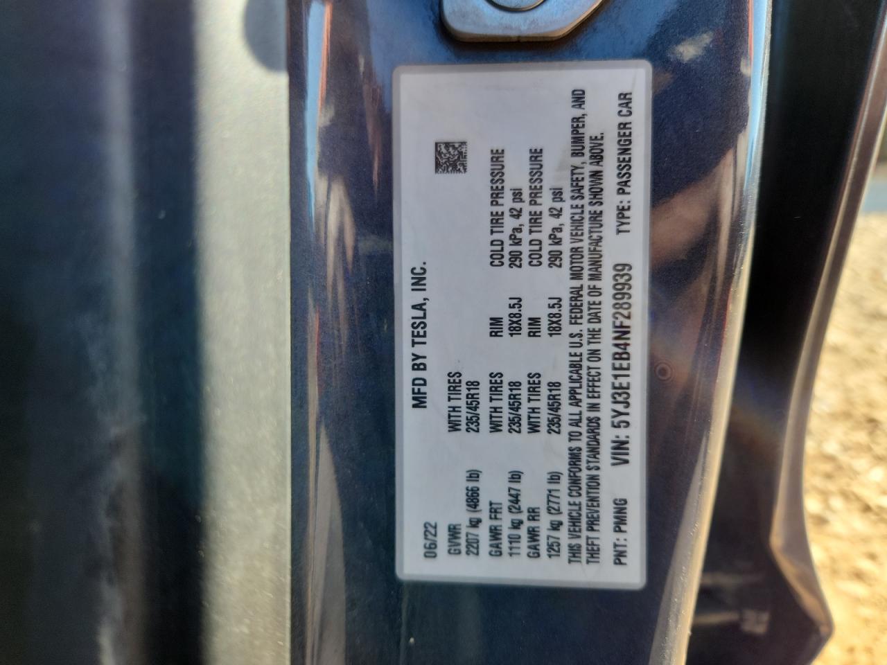 2022 TESLA MODEL 3 photo 23