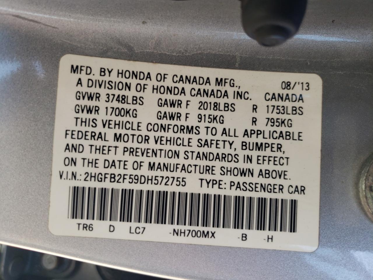 2013 HONDA CIVIC LX photo 23