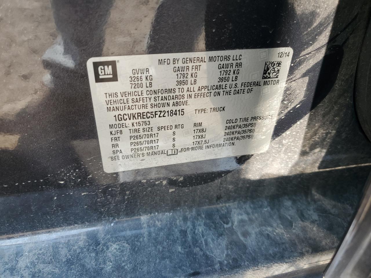 2015 CHEVROLET SILVERADO K1500 LT photo 34