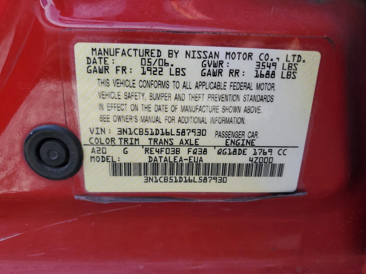 2006 NISSAN SENTRA 1.8 photo 34