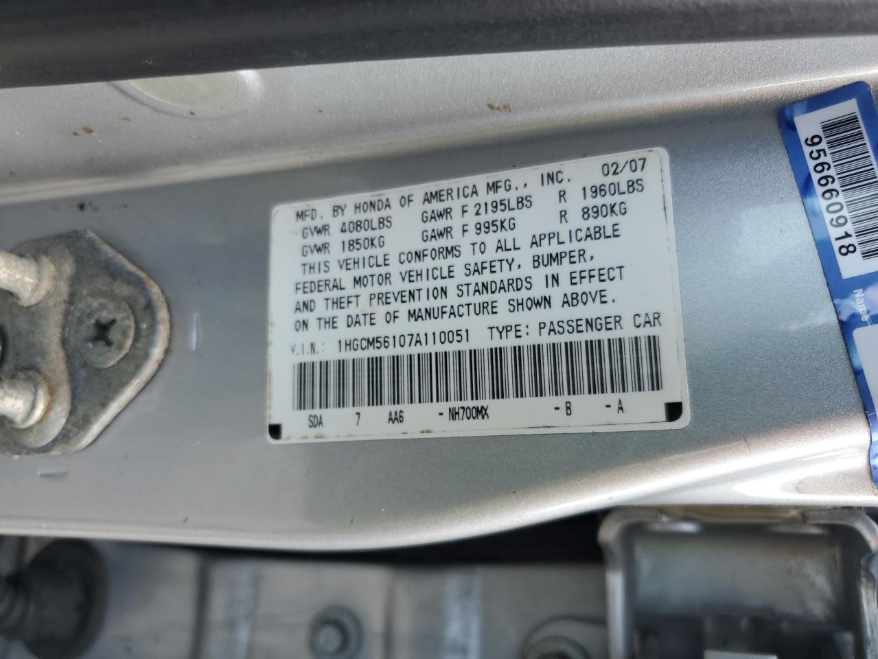2007 HONDA ACCORD VALUE photo 25