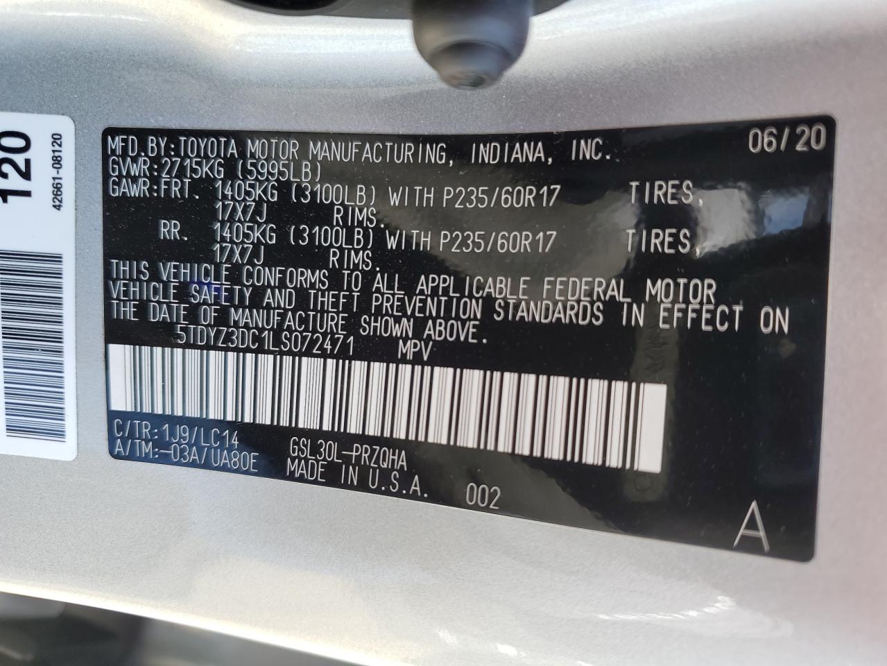2020 TOYOTA SIENNA XLE 8-PASSENGER photo 37