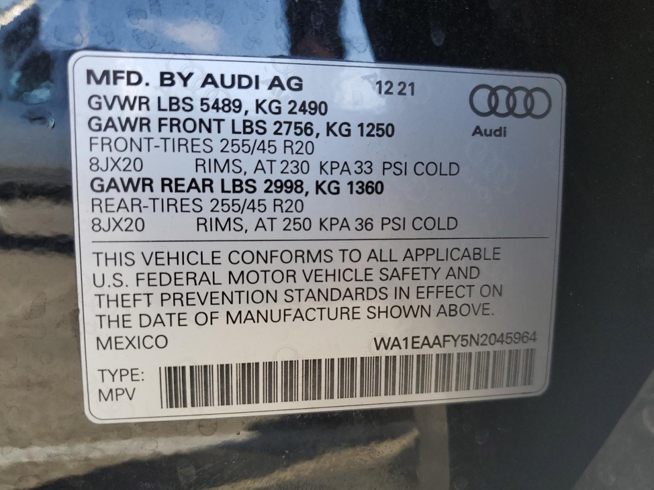 2022 AUDI Q5 PREMIUM PLUS 45 photo 25