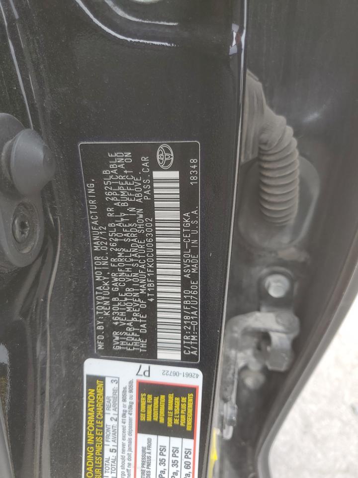 2012 TOYOTA CAMRY photo 12