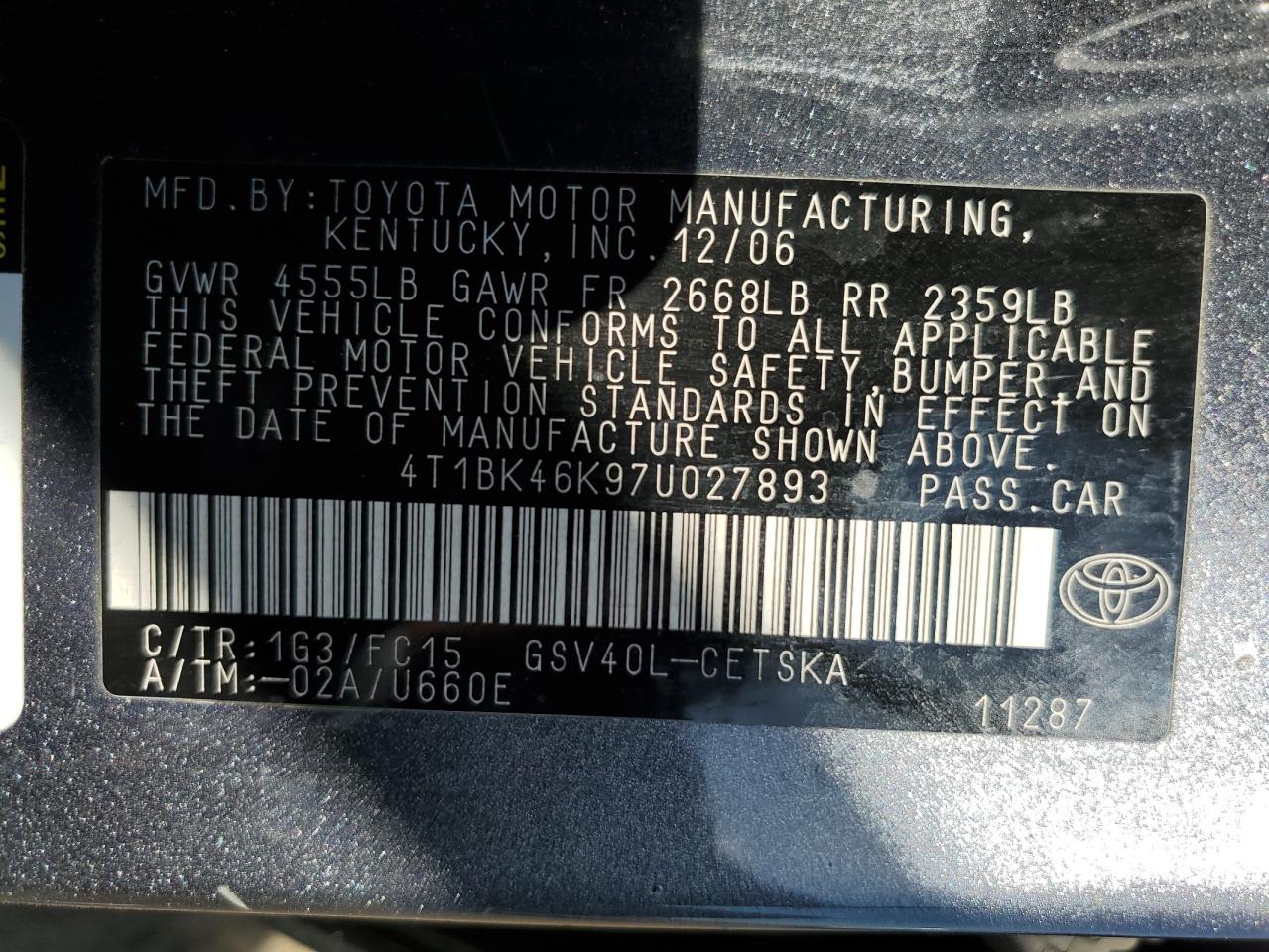 2007 TOYOTA CAMRY LE photo 34