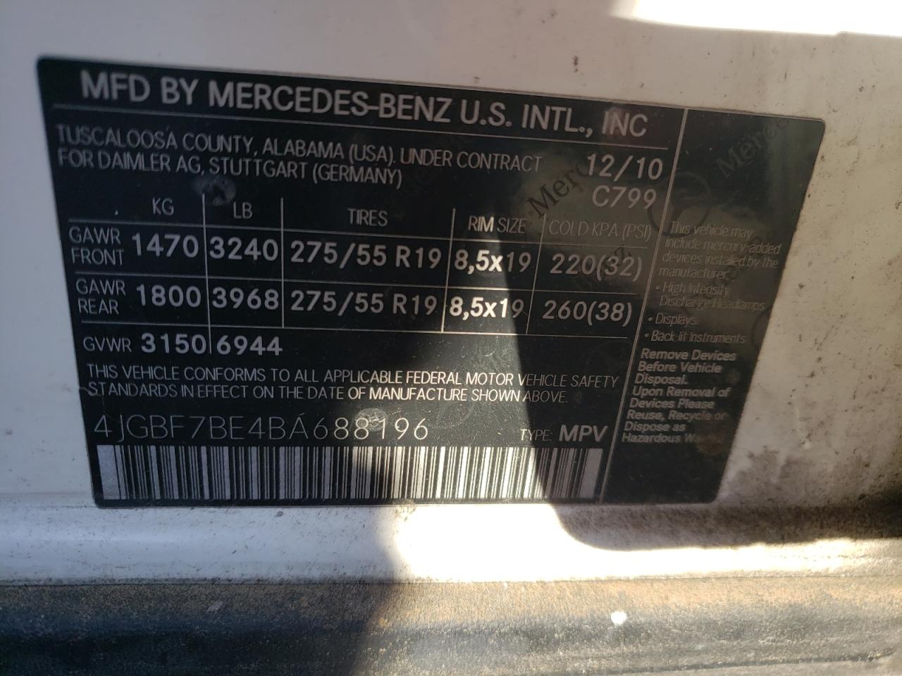 2011 MERCEDES-BENZ GL 450 4MATIC photo 28