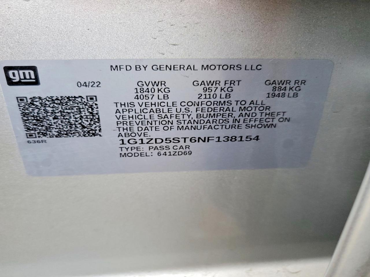 2022 CHEVROLET MALIBU LT photo 12