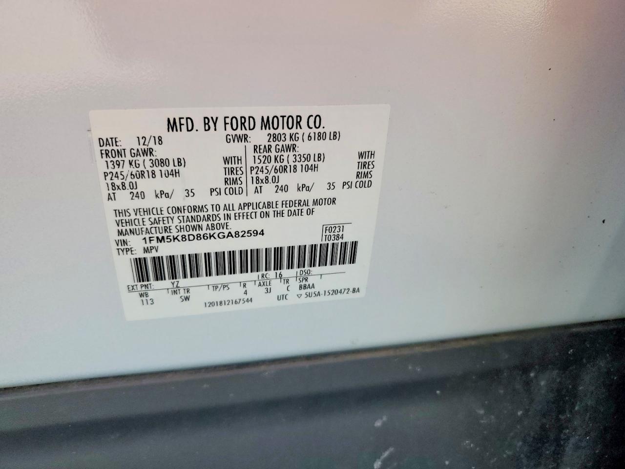 2019 FORD EXPLORER XLT photo 37