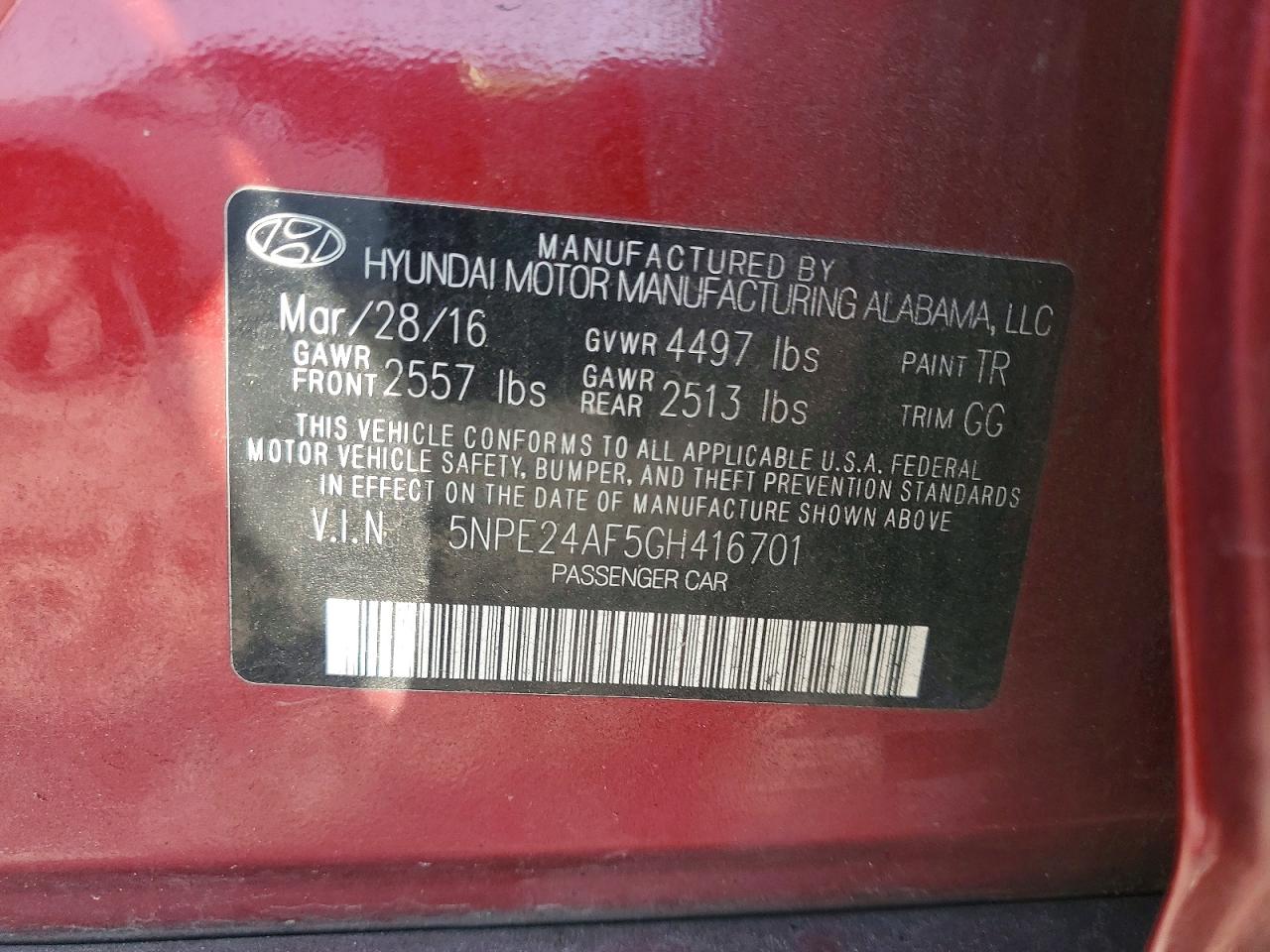 2016 HYUNDAI SONATA SE photo 23