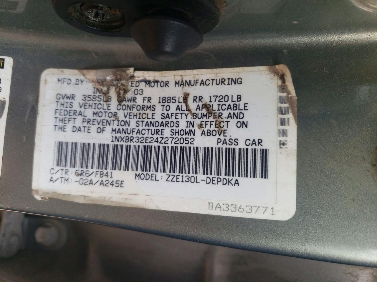 2004 TOYOTA COROLLA CE photo 12