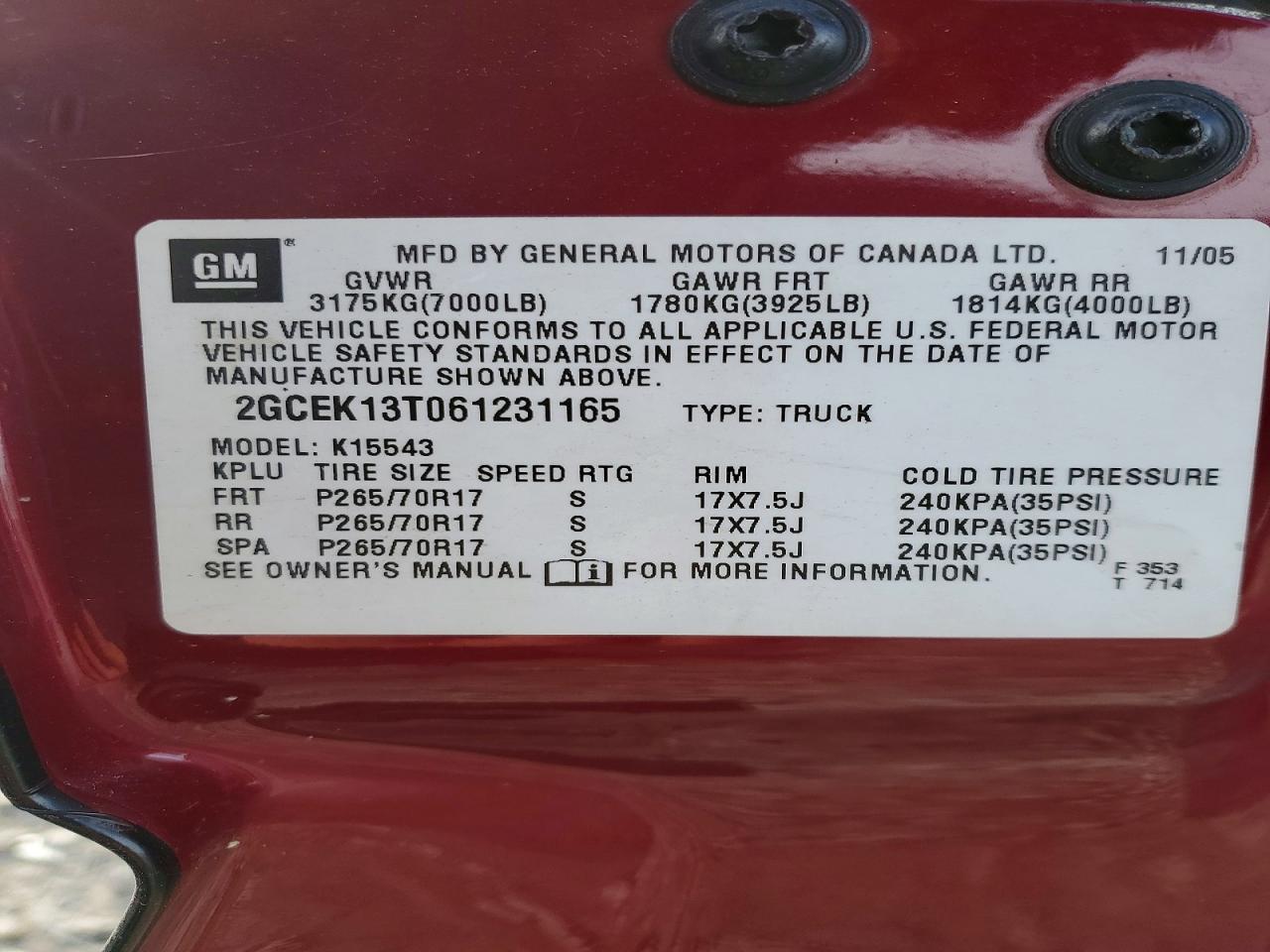 2006 CHEVROLET SILVERADO K1500 photo 23