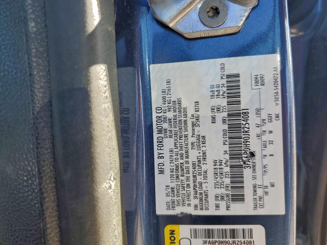 2018 FORD FUSION SE photo 37