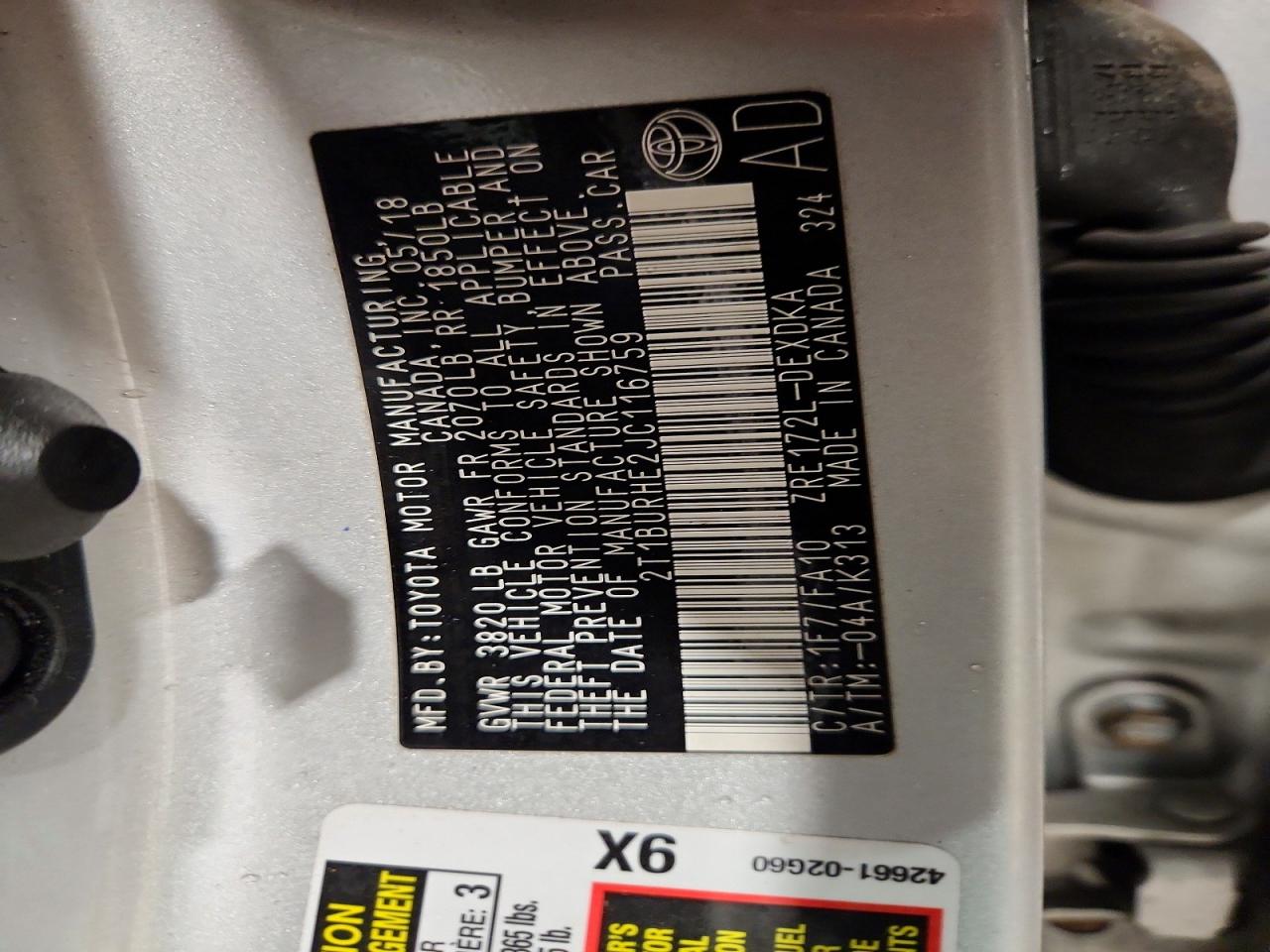 2018 TOYOTA COROLLA L photo 23