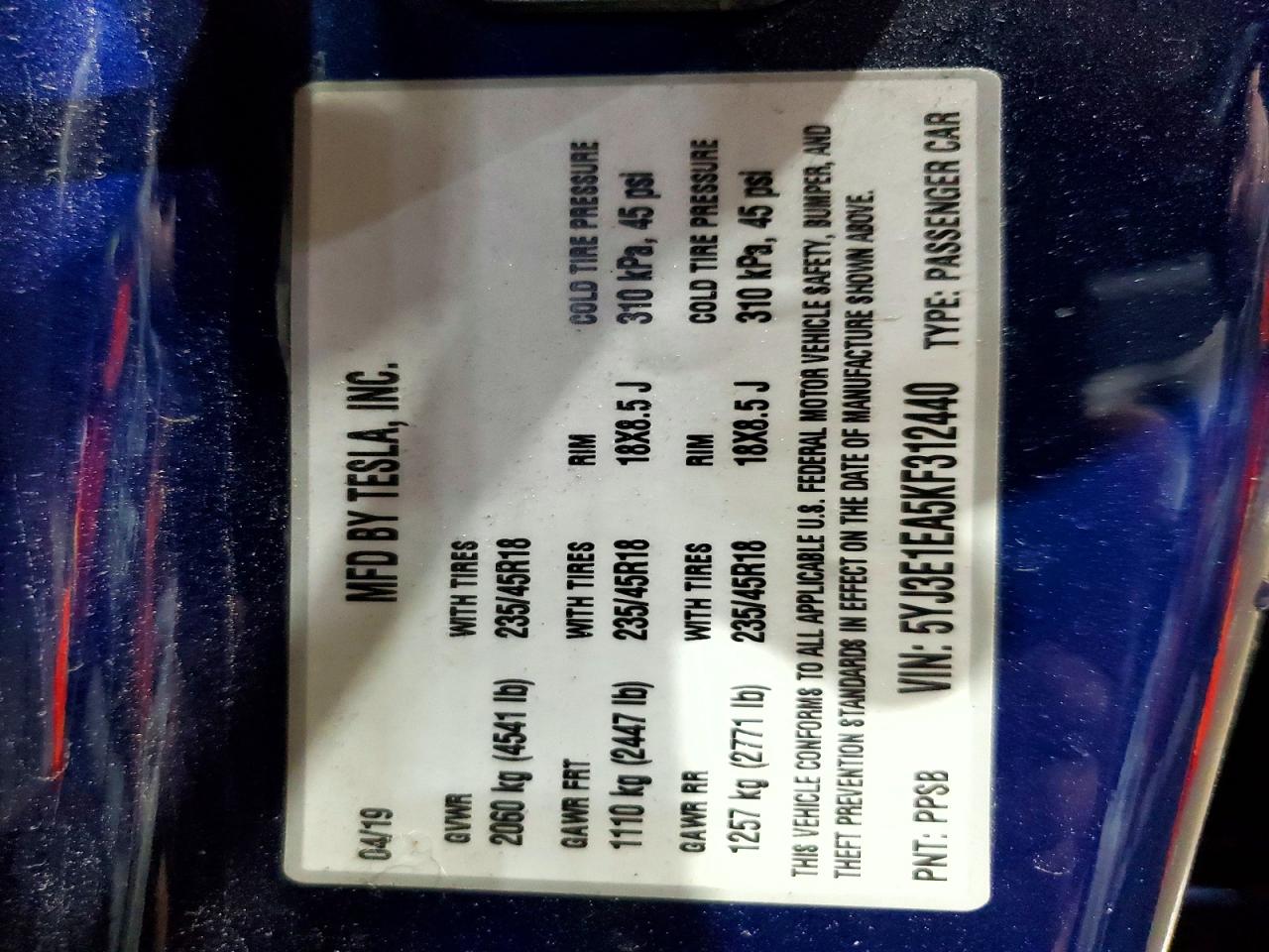 2019 TESLA MODEL 3 photo 23