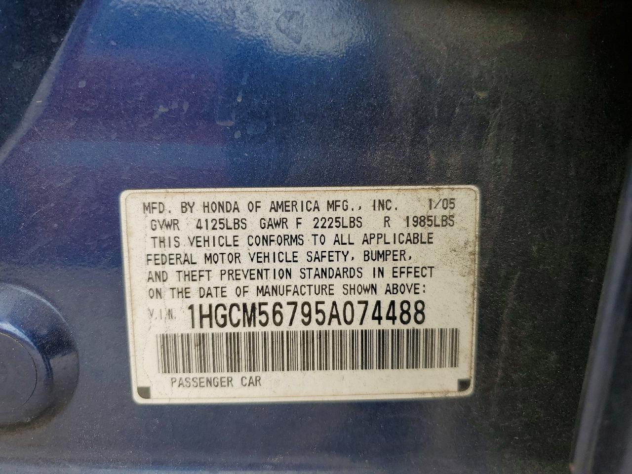 2005 HONDA ACCORD EX photo 23