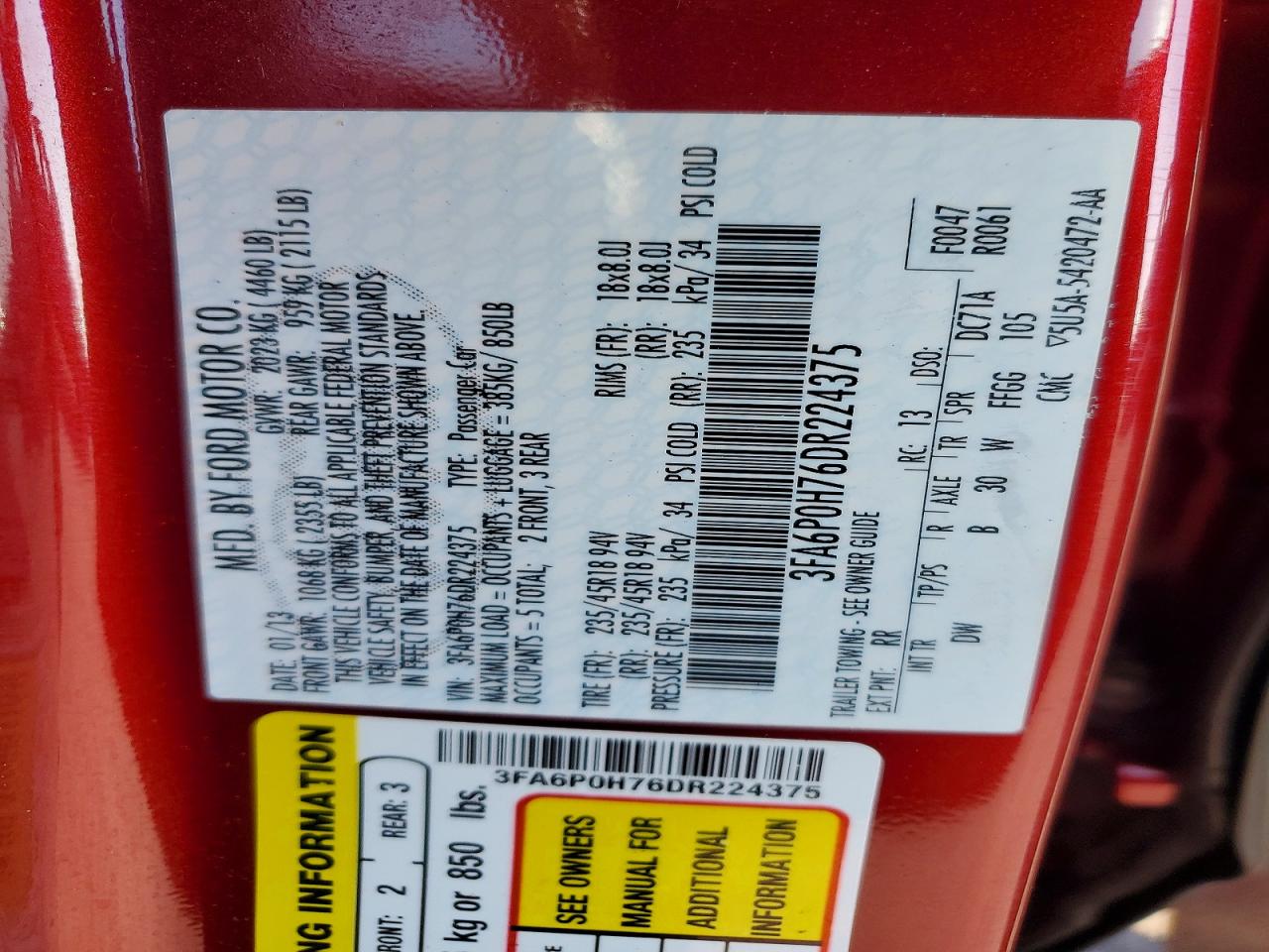 2013 FORD FUSION SE photo 12