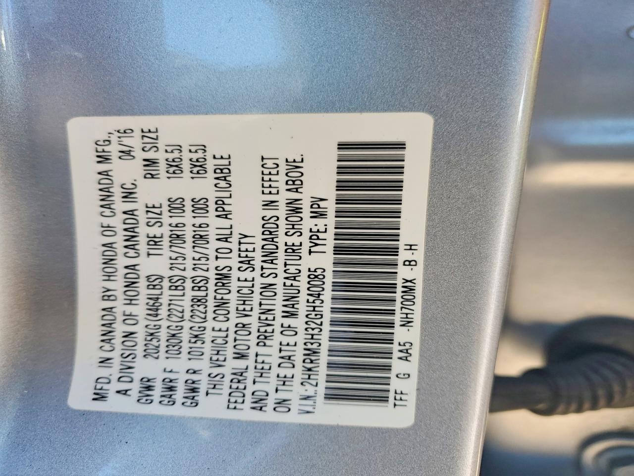 2016 HONDA CR-V LX photo 13
