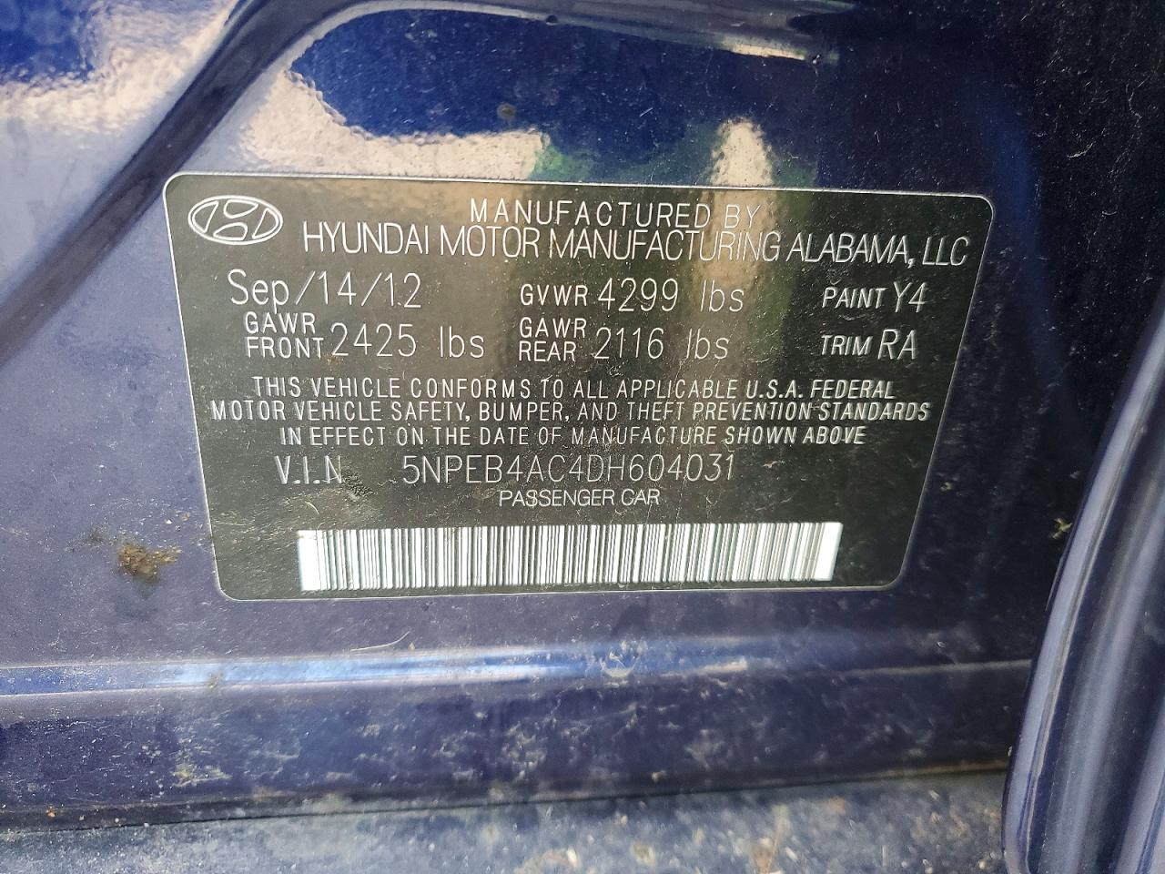 2013 HYUNDAI SONATA GLS photo 23