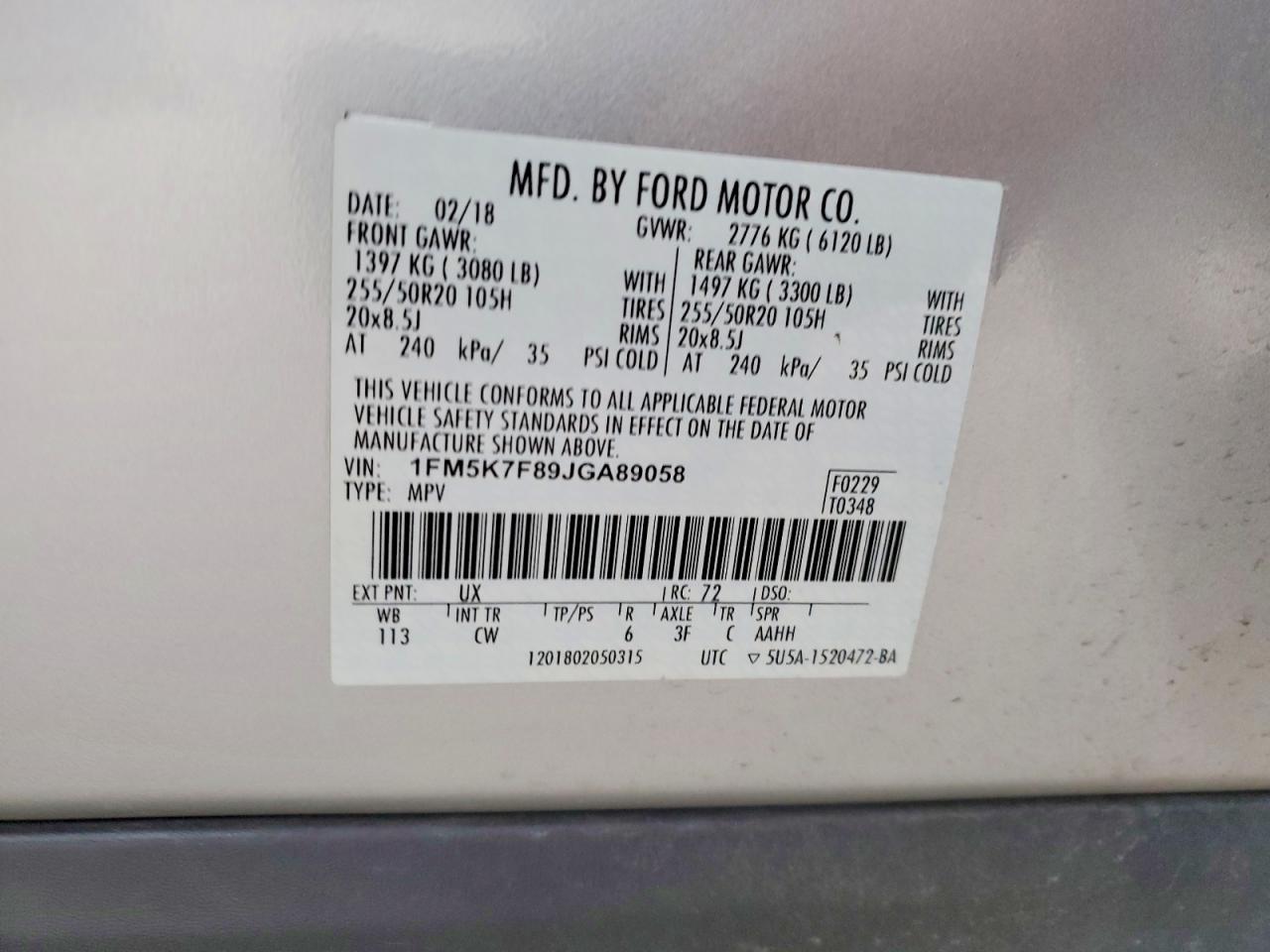 2018 FORD EXPLORER LIMITED photo 13