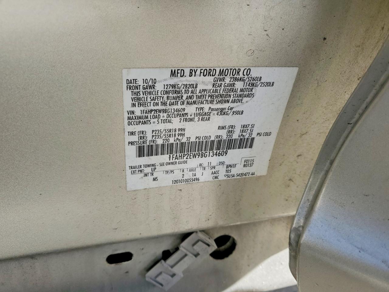 2011 FORD TAURUS SEL photo 23
