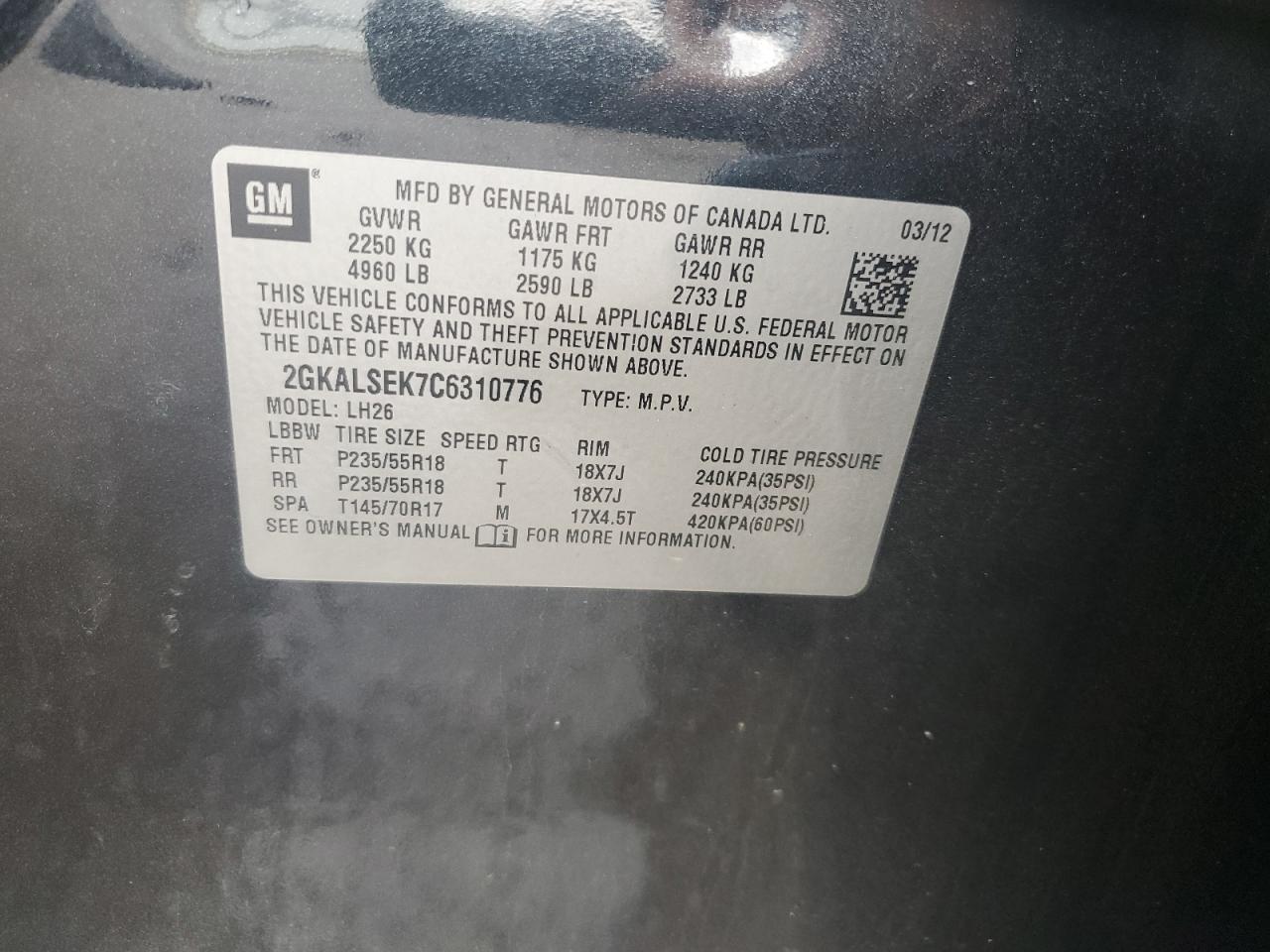 2012 GMC TERRAIN SLE photo 37