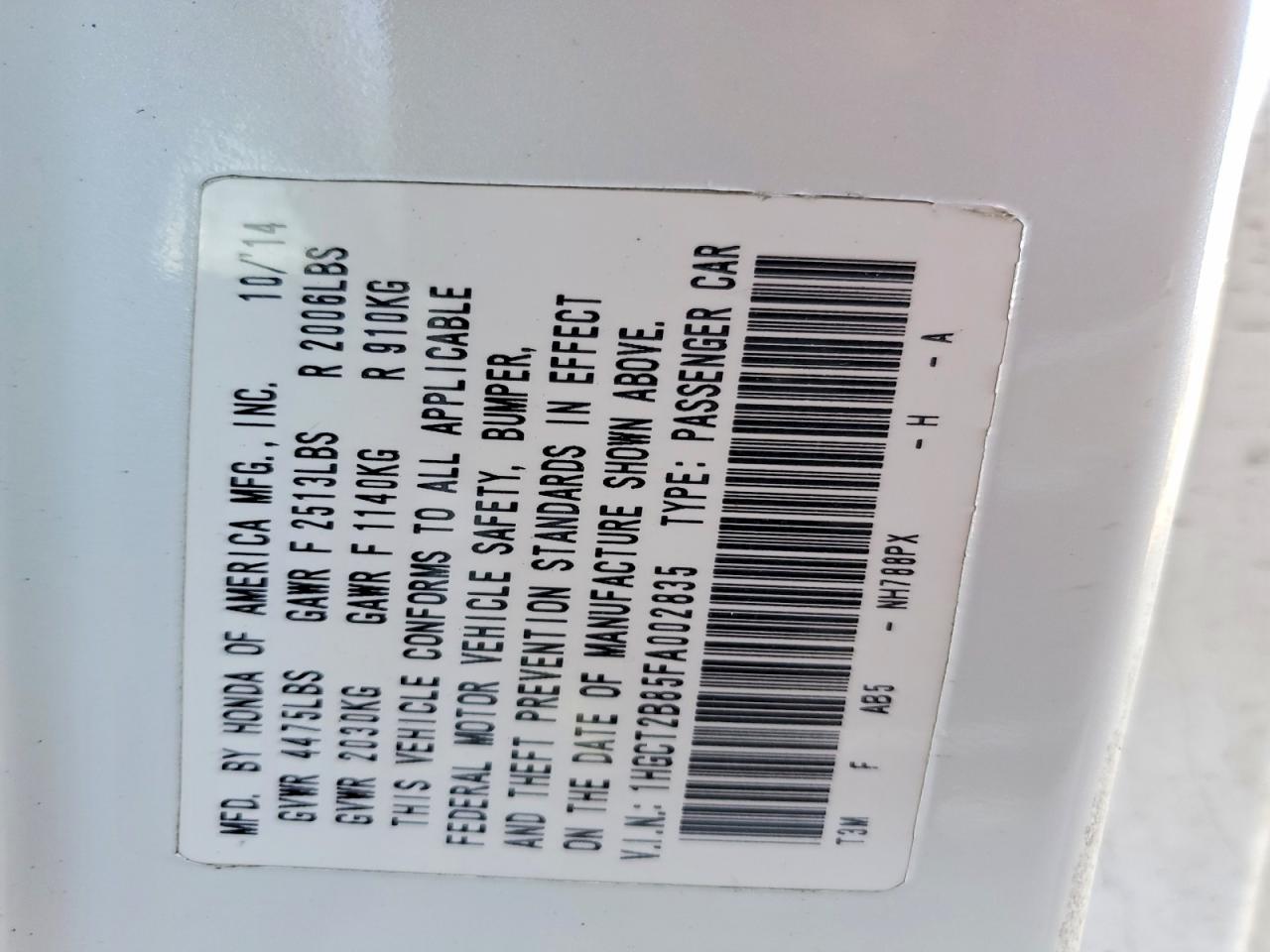 2015 HONDA ACCORD EXL photo 34