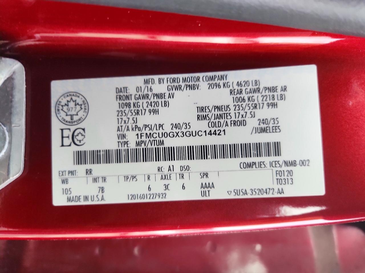 2016 FORD ESCAPE SE photo 13
