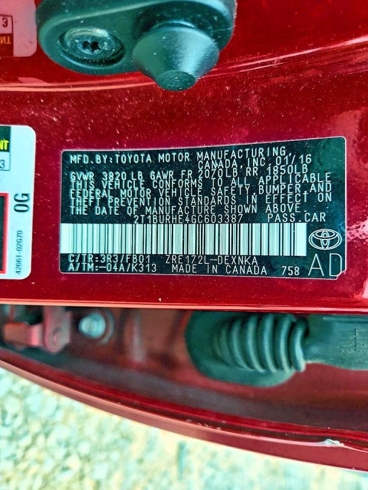 2016 TOYOTA COROLLA L photo 34