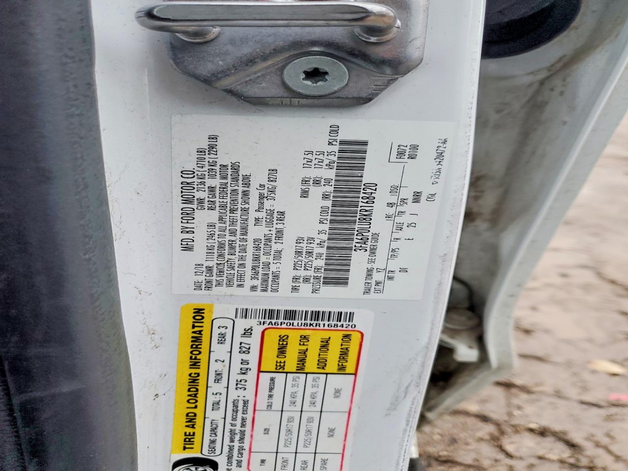 2019 FORD FUSION SE photo 34