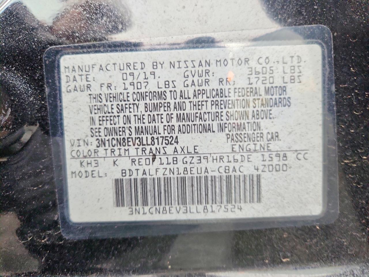 2020 NISSAN VERSA SV photo 12