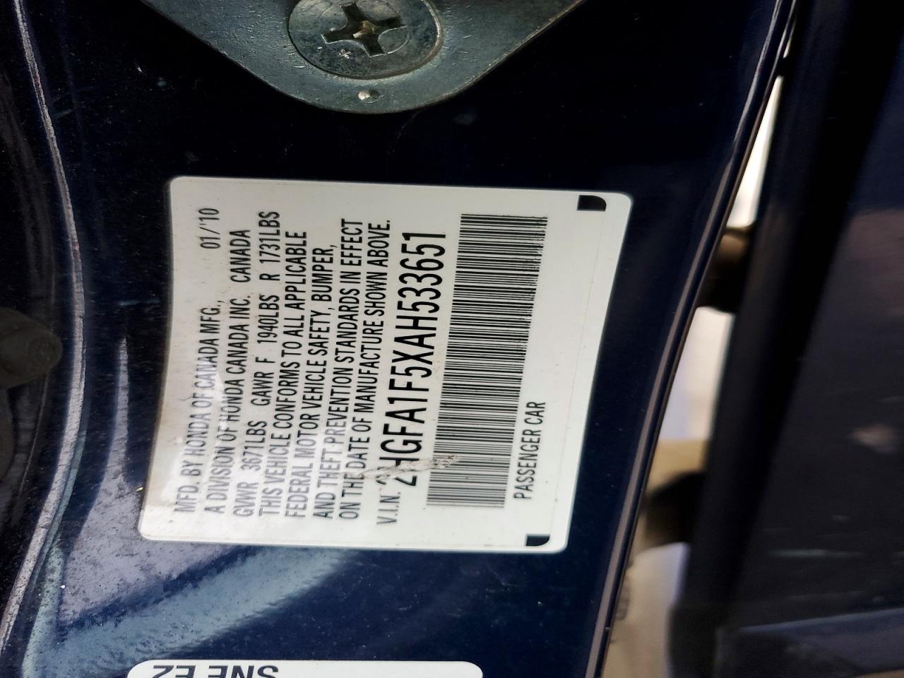 2010 HONDA CIVIC LX photo 23