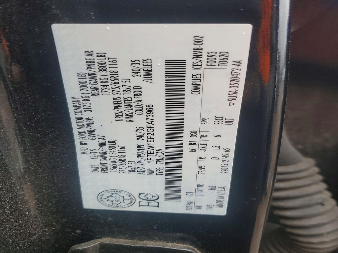 2016 FORD F150 SUPERCREW photo 12