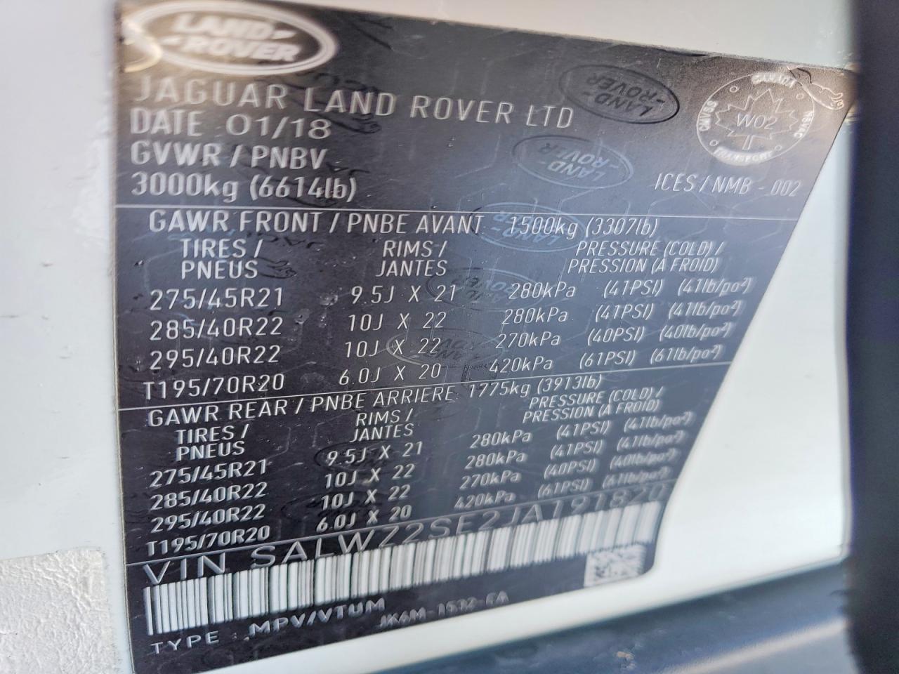 2018 LAND ROVER RANGE ROVER SPORT SVR photo 37