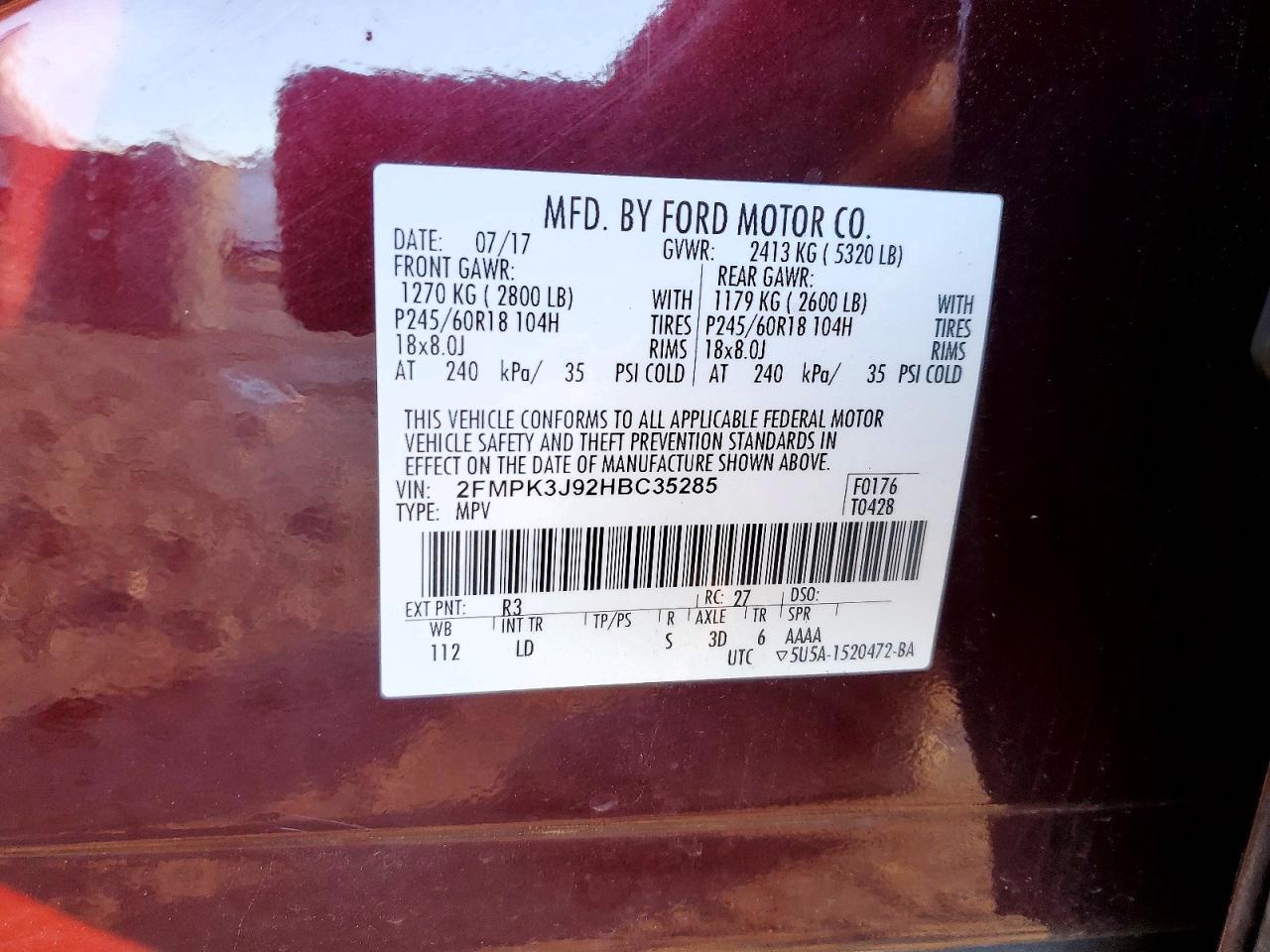 2017 FORD EDGE SEL photo 25