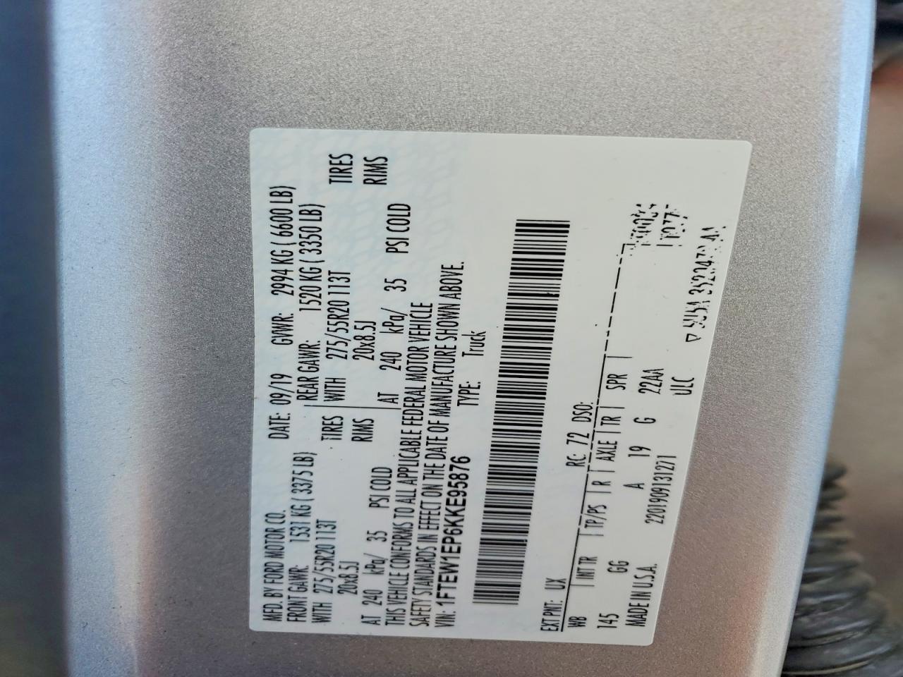 2019 FORD F150 SUPERCREW photo 12
