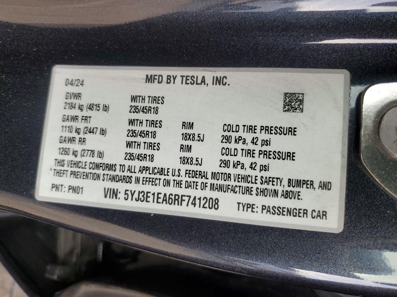 2024 TESLA MODEL 3 photo 23