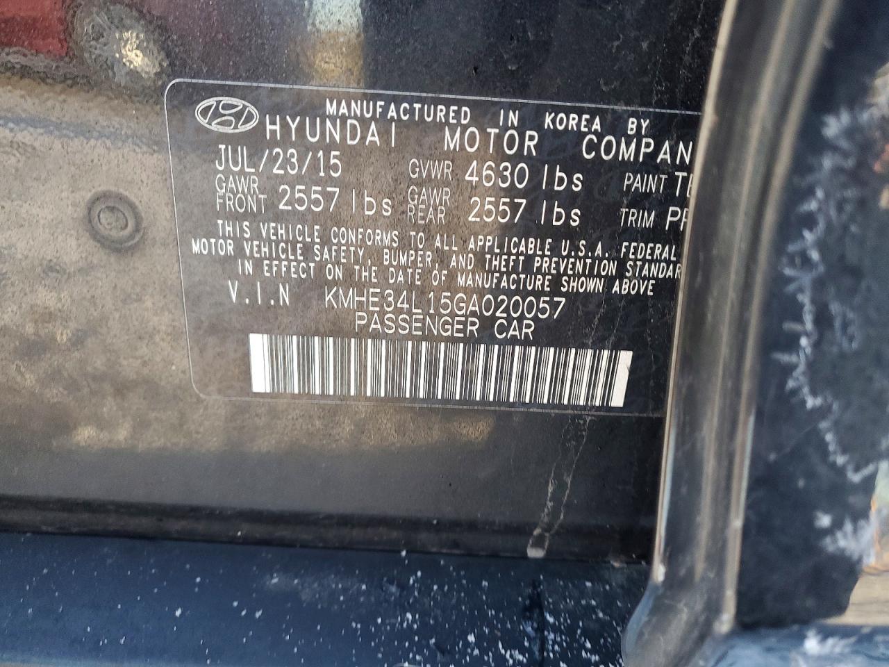 2016 HYUNDAI SONATA HYBRID photo 23
