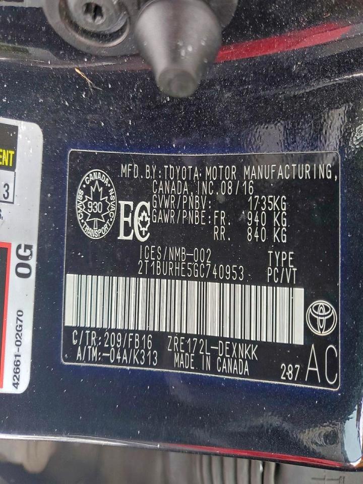 2016 TOYOTA COROLLA L photo 25