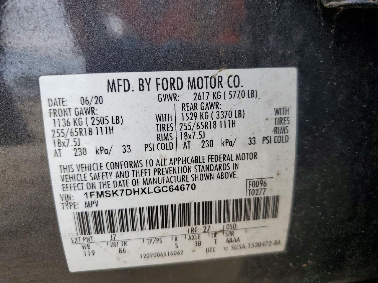2020 FORD EXPLORER XLT photo 13