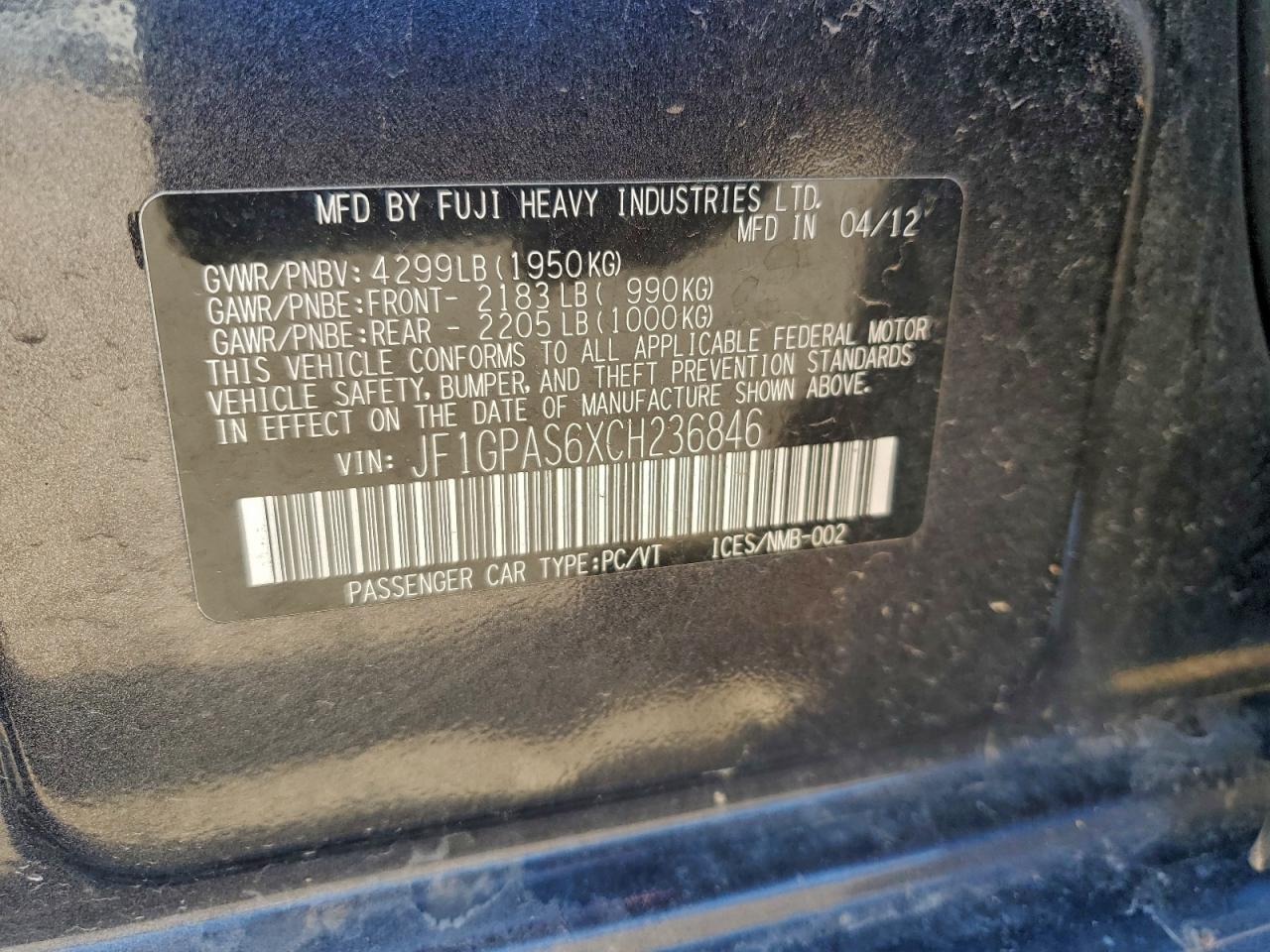 2012 SUBARU IMPREZA SPORT LIMITED photo 23