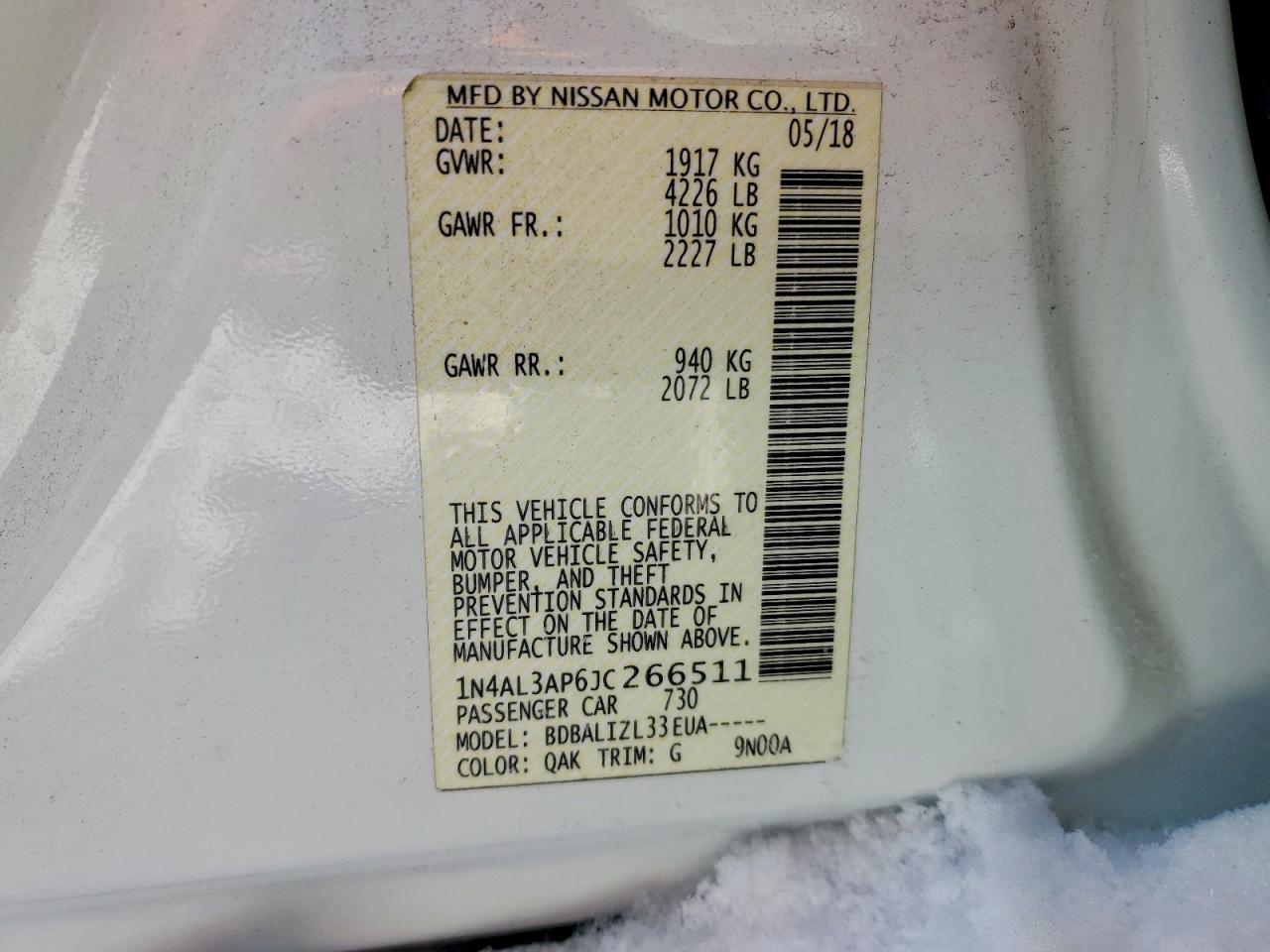 2018 NISSAN ALTIMA 2.5 photo 12