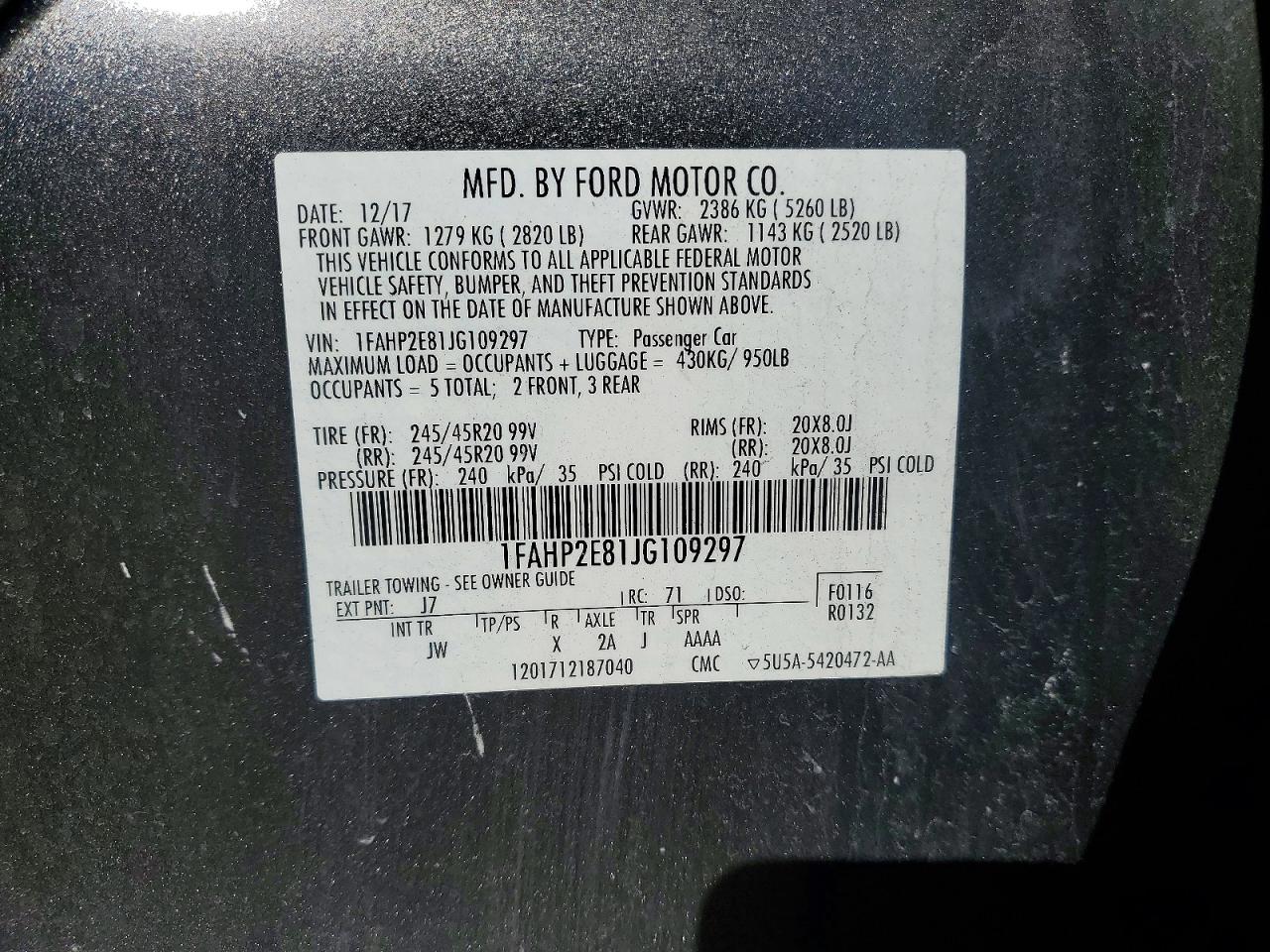 2018 FORD TAURUS SEL photo 23