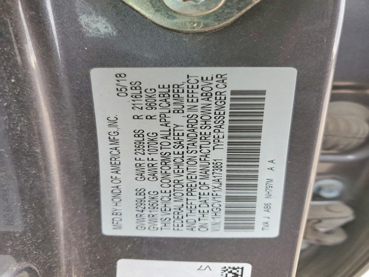 2018 HONDA ACCORD LX photo 25