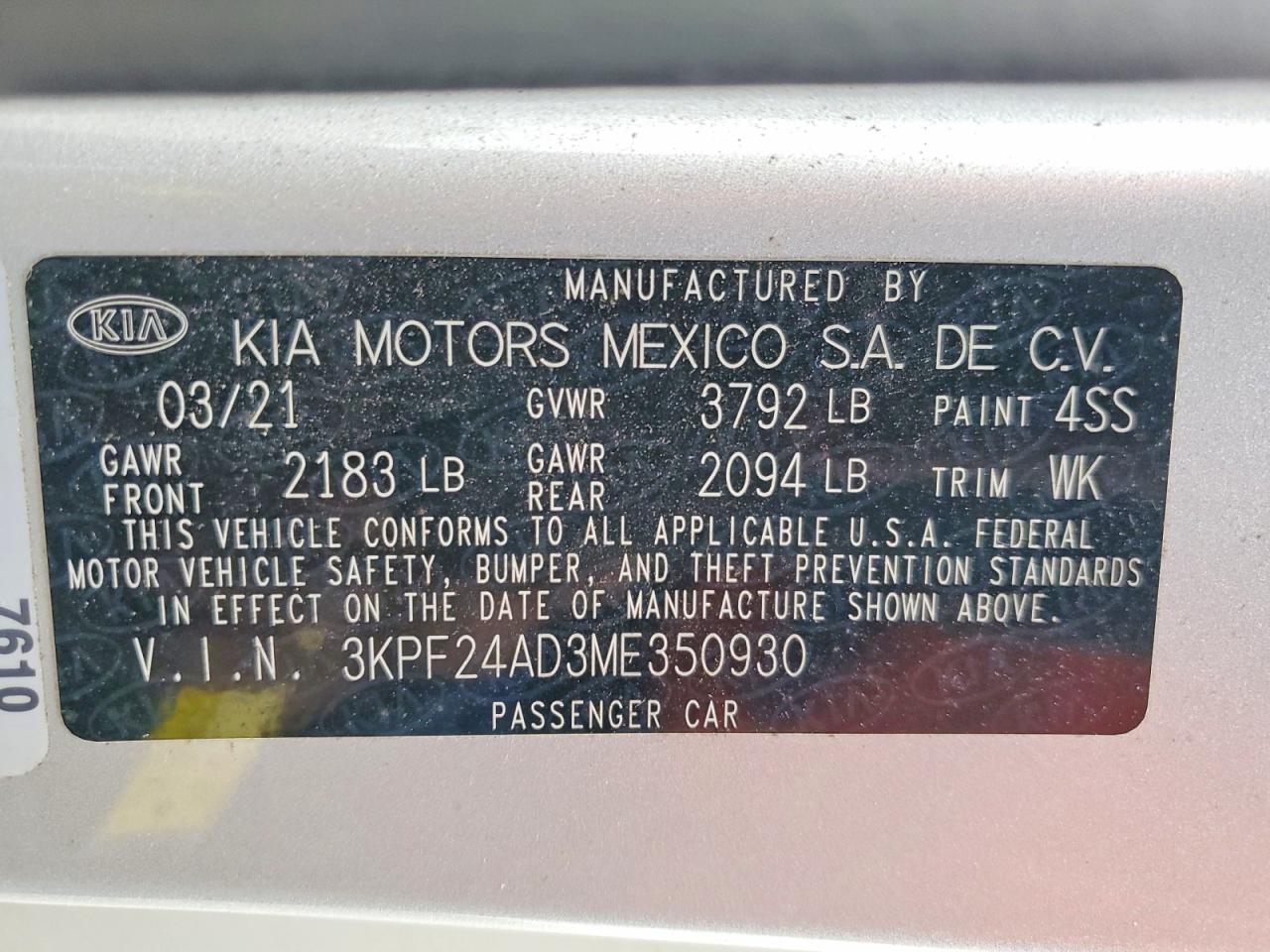 2021 KIA FORTE LXS photo 25