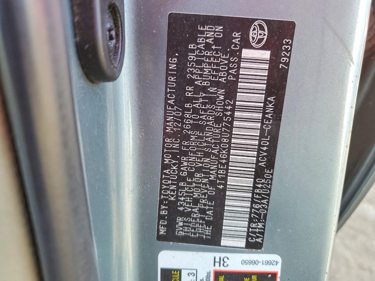 2008 TOYOTA CAMRY photo 23