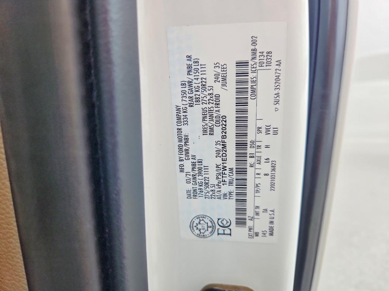 2021 FORD F150 SUPERCREW photo 12