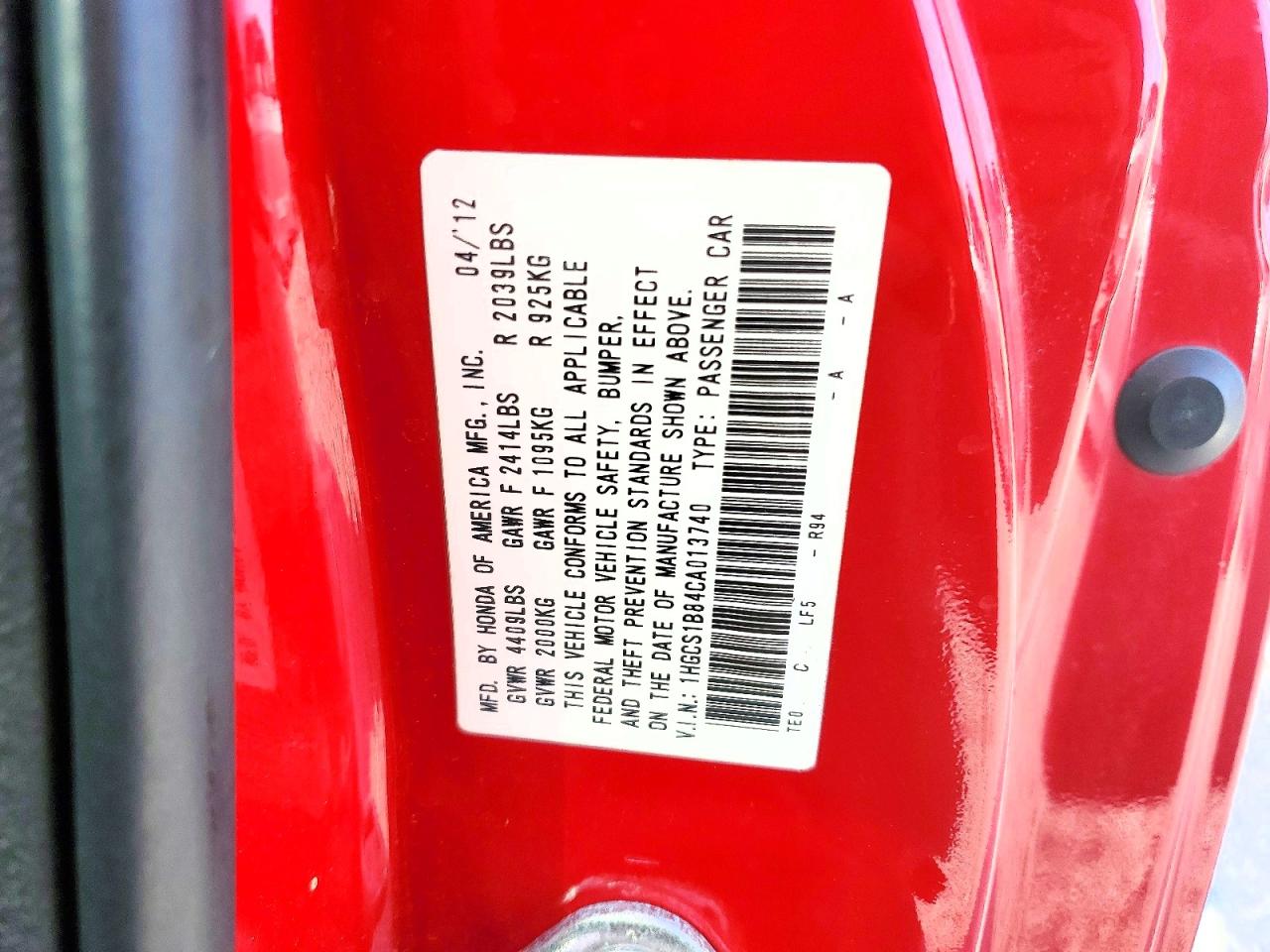 2012 HONDA ACCORD EXL photo 13
