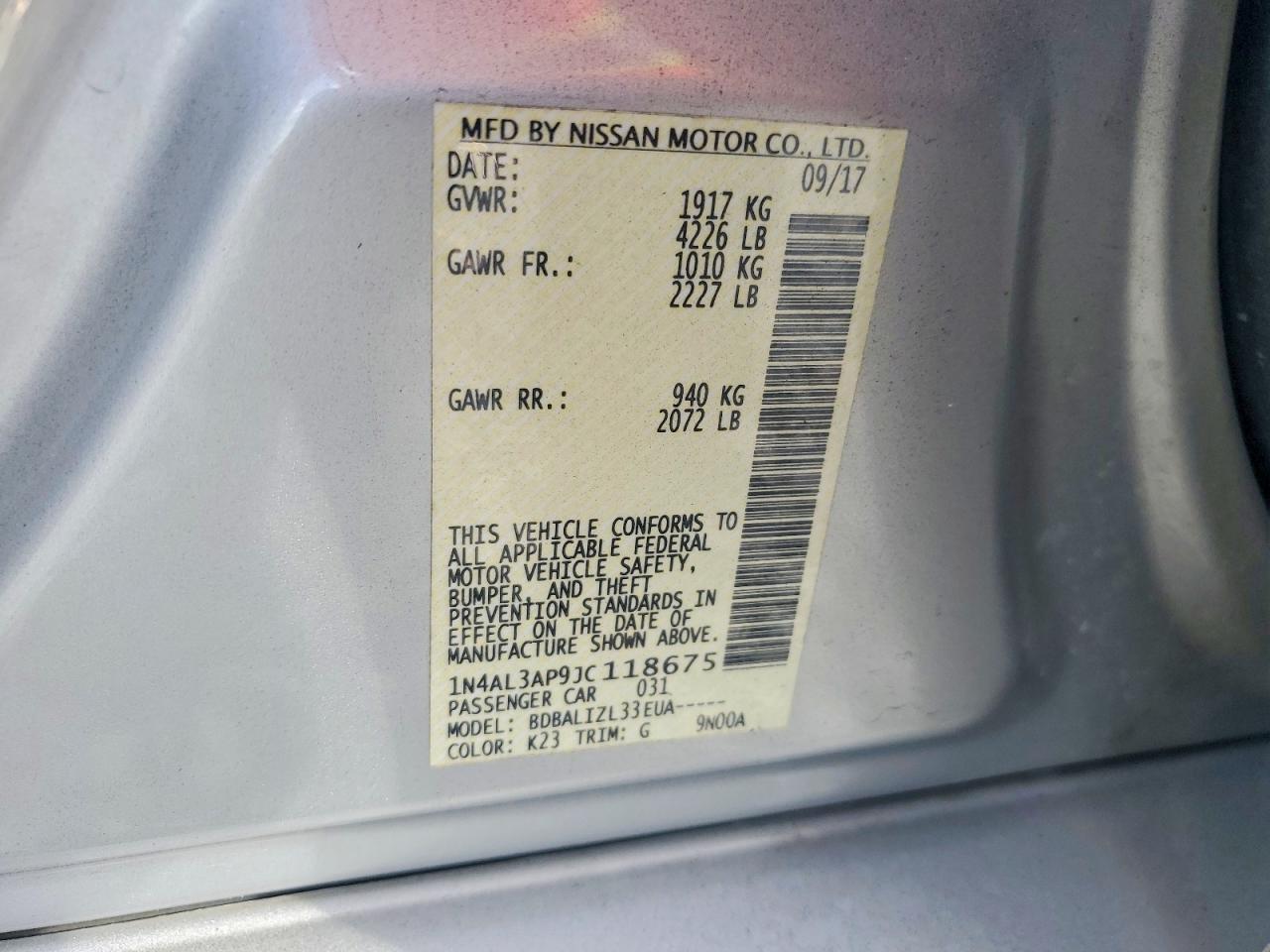 2018 NISSAN ALTIMA 2.5 SV photo 13