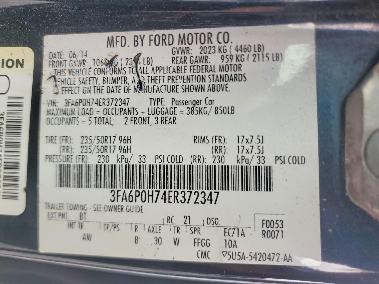 2014 FORD FUSION SE photo 23