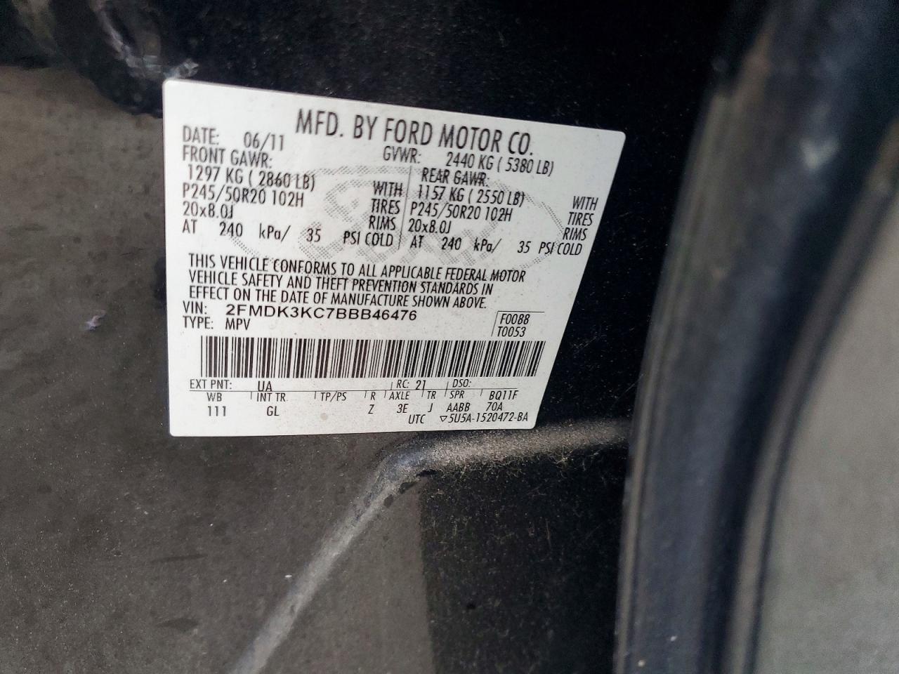 2011 FORD EDGE LIMITED photo 13